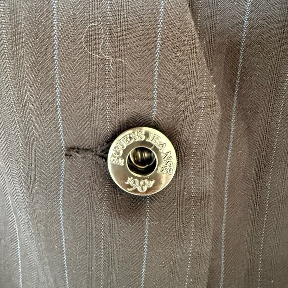 90s Guess Black Pinstripe Button Suit Vest Moto Grunge Goth Size Large NWT - Picture 8 of 8